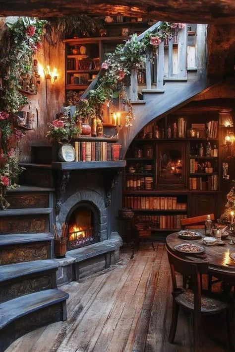 House With A Clock In Its Walls, Witchy Victorian House, Hearth Aesthetic, Hearth Witch Aesthetic, Kitchen Witch Aesthetic, Halloween Kitchen Ideas, Witch House Interior, Haunted Kitchen, Fairy Kitchen