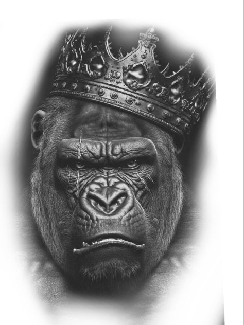 Gorilla King Tattoo, Gorilla Tattoo Ideas, Ape Tattoos For Men, Upper Shoulder Tattoo Men Ideas Design, Gorilla Chest Tattoo, Silverback Gorilla Tattoo, Gorilla Tattoo Design, Upper Shoulder Tattoo, Big Cat Tattoo