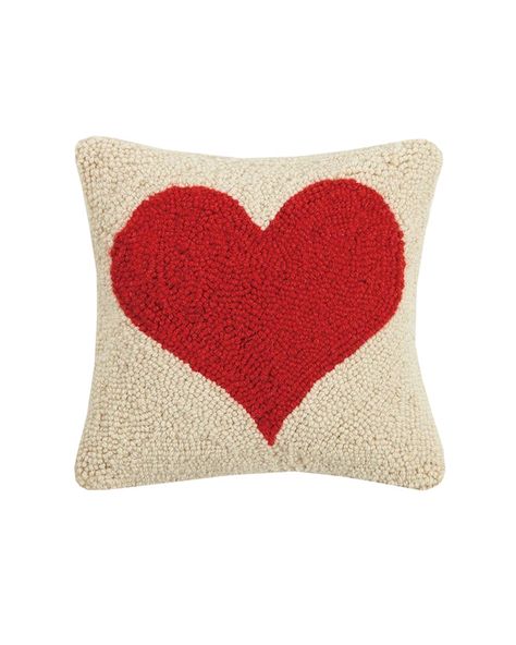 Ivory Throw Pillows, Hooked Pillow, Heart Pillow, Needlepoint Pillows, Pitch Perfect, Romantic Valentine, Cotton Velvet, Punch Needle, Rug Hooking