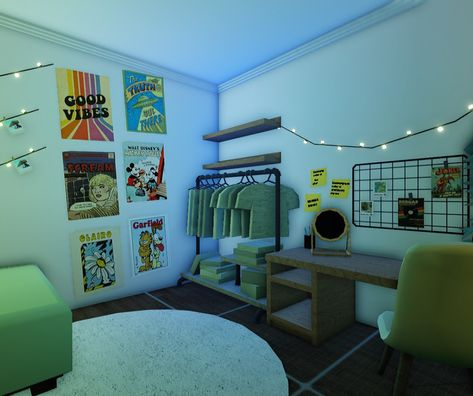 Green Bloxburg Bedroom, Bloxburg Bedroom Idea, Bloxburg Bedroom, Bloxburg Houses, Bloxburg Room, Bedroom Idea, Bedroom Green, Bedroom, Green