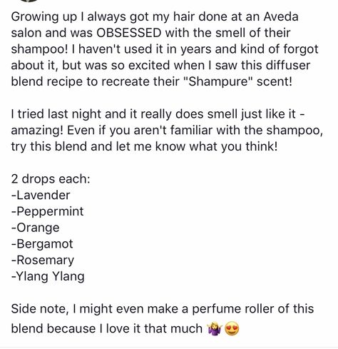 Aveda scent repro Aveda Brilliant Scent Recipe, Aveda Scent Recipe, Aveda Essential Oil Recipe, Pretty Recipes, Magical Oils, Diy Hair Oil, Aveda Be Curly, Natural Pretty, Aveda Hair