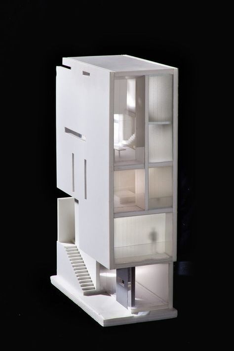 Small House Model, Narrow House Designs, Narrow House Plans, Narrow House, Minimal House Design, Architecture Model Making, Concept Architecture, Small House Design, House Designs Exterior