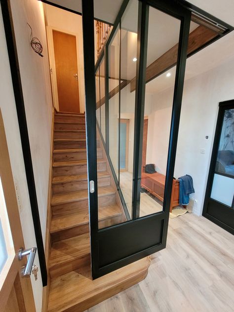 Doors On Stairs, Stair Door, Door Stairs, Attic Door, Spiral Stairs Design, Staircase Design Modern, Attic Doors, Stairs Design Interior, Escalier Design