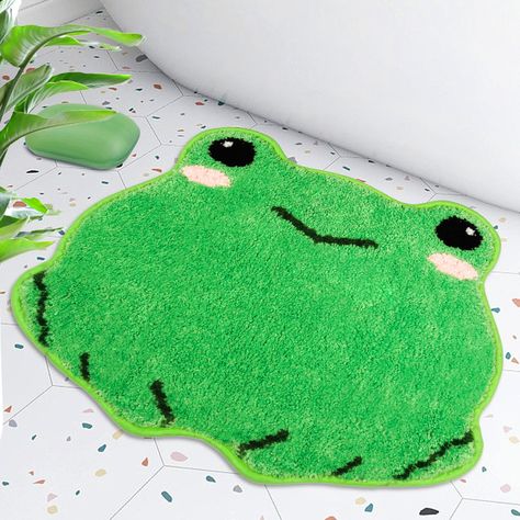 Frog Bath Mat, Frog Bedroom, Frog Bathroom, Rug For Bathroom, Cute Bath Mats, Frog Theme, Cat Bath, Sewing Furniture, Bathroom Floor Mat