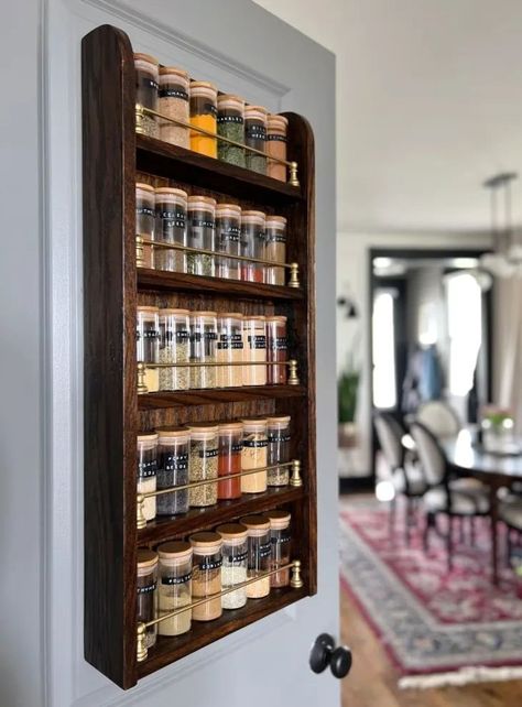 15+ Best Spice Storage Ideas You Will Want to Recreate In Your Kitchen — ASHLINA KAPOSTA Kitchen Small Interior, Diy Wooden Spice Rack, Pantry Door Ideas Diy, Small Pantry Remodel, Pantry Diy Ideas, Pantry Ideas Closet, Interior Design Kitchen Modern Luxury, Small Pantry Shelving, Small Pantry Design Ideas