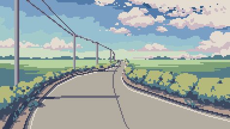 Japan Aesthetic, Pixel Art, Wallpapers, Japan, Road, Art