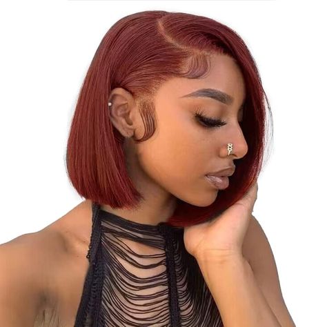 PRICES MAY VARY. Reddish Brown Bob Wigs Lace Front Human Hair Material:10A Brazilian Virgin Human Hair 100% Unprocessed Remy Hair Collected.Soft and Bouncy,Natural and Healthy.No Smell,No Shedding,No tangle. Can Be Dyed, Curled, Straightened, Styled As You Like Copper Red Short Bob Wigs Texture:13x4 HD Transparent Lace Front Wigs Pre Plucked with Baby Hair Natural Hairline,Hair Knots are Very Small and Can be Bleached.Free Part, Can be Restyled to Middle Part or Side Part as You Wish.10inch-18in Reddish Brown Bob, Bob Wig Side Part, Brown Short Bob, Brown Bob Wig, Hair Knots, Brown Bob, Auburn Brown, Hair Knot, Human Hair Color