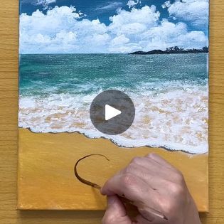 Sea Beach Painting Acrylic, How To Paint Beach Scene Easy, Beach Acrylic Painting Easy, Joony Art, Beach Acrylic Painting, Beach Scene Painting, Seascapes Art, Senior Center, Acrylic Painting Lessons