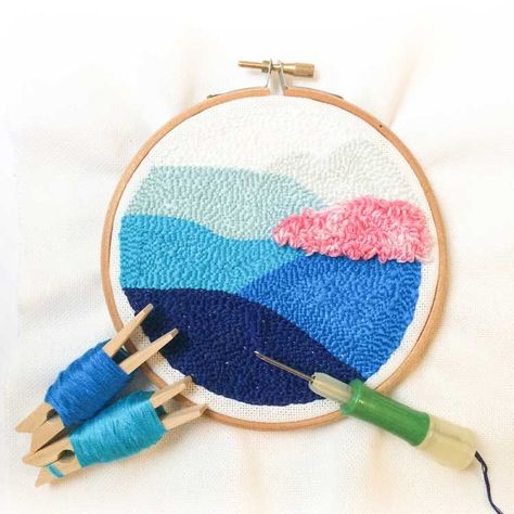 Punch Needle Embroidery | Punch Needle Patterns | Needle Punch Embroidery | Craft Ideas | Crafts | DIYs | Wonder Forest Sashiko Pattern, Punch Needle Kits, Sashiko Embroidery, Needle Embroidery, Punch Needle Patterns, Punch Needle Embroidery, Needle Punch, Hand Embroidery Stitches, Modern Embroidery