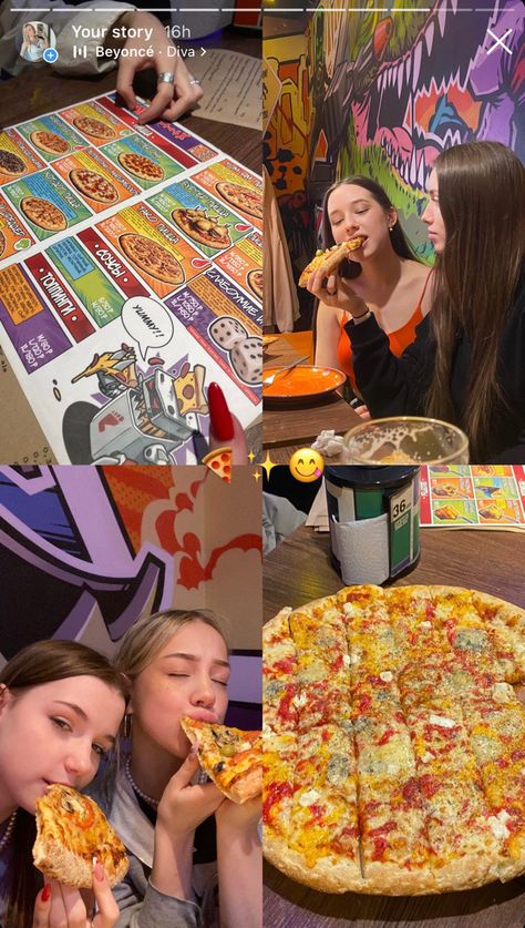 Best Friends Asethic, Pizza With Friends Aesthetic, Pizza Date Outfit, Pizza Date Aesthetic, Bff Date, Pizza Friend, Manifest 2024, Pizza Date, Best Friend Dates