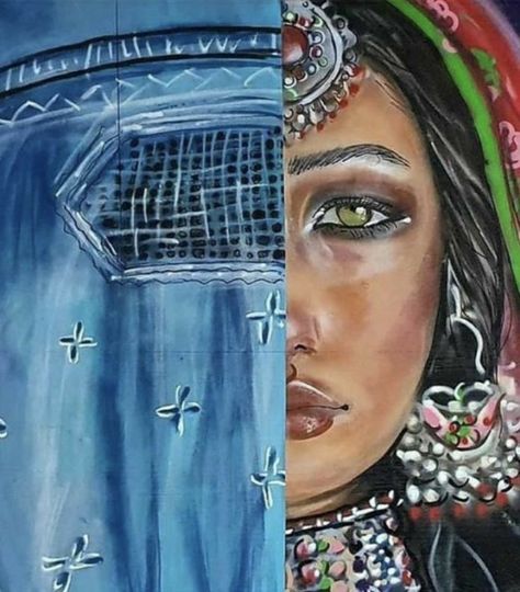 Afghanistan Women, Afghanistan Culture, Afghanistan Flag, Easy Landscape Paintings, Easy Flower Painting, Afghan Girl, Drawing Tutorial Face, Afghan Fashion, Meaningful Drawings