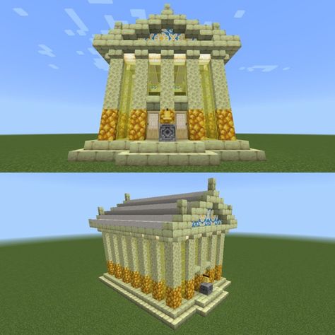 Percy Jackson Minecraft Builds, Minecraft Percy Jackson, Camp Half Blood Minecraft, Minecraft Camp, Chb Cabins, Pjo Cabins, Mega Base, Apollo Cabin, Camp Half Blood Cabins