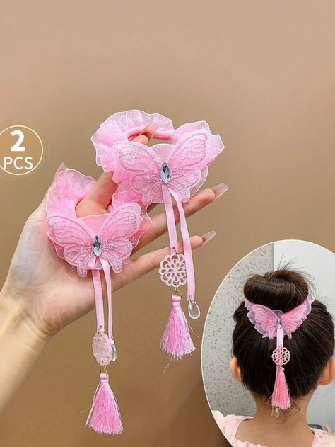 2pcs Children Lovely Butterfly Mesh Tassel Hairband Cute Hair AccessoriesI discovered amazing products on SHEIN.com, come check them out! Hair Accessories Diy Headband, Hair Tie Holder, Hair Bows Diy Ribbon, Diy Earrings Easy, Moss Decor, Bows Diy Ribbon, Bows Diy, Sewing Tutorials Clothes, Baby Dress Design