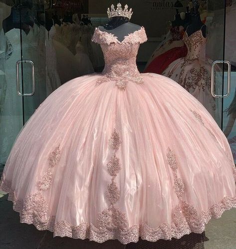 Modest Ball Gown Pink Quinceanera Dresses Off Shoulder Appliques Sweet 16 Party | eBay Modest Ball Gown, Pink Sweet 16 Dress, Pink Quinceanera Dresses, Xv Dresses, Pink Quinceanera, Quinceanera Pink, Mexican Quinceanera Dresses, Quinceanera Themes Dresses, Pink Sweet 16