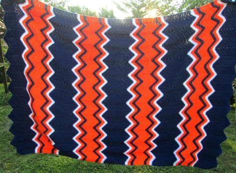 Tn Vols Crochet Blanket, Crochet Auburn Baby Blanket, Broncos Crochet Blanket Pattern, Crochet Football Blanket, Cowboys Crochet Blanket, Orange And Blue Crochet Blanket, Teal And Orange Crochet Blanket, Acrylic Yarn Crochet, Football Man Cave