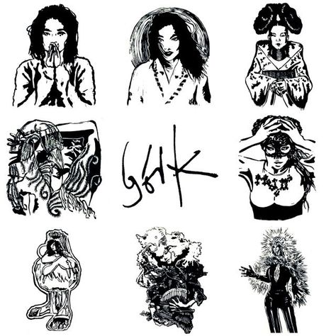 Gregg Araki Tattoo, Bjork Tattoo Ideas, Arca Tattoo, Bjork Tattoo, Post Sticker, Sick Tattoo, Creative Fashion Photography, Punk Poster, Flash Tattoo Designs