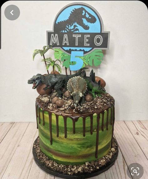 Jurassic Party Decorations, Dinosaur Cake 4th Birthday, Dinosaur Birthday Party Treats, Jurassic Park Cake Ideas, Dinasour Cake Ideas Boys, T Rex Cake Birthday Boys, Jurassic Park Cake Birthdays, Jurrasic World Birthday Cake, Dino Birthday Cake Boys