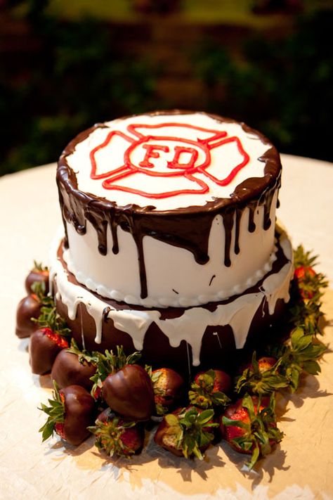 Elegant Fire Department Cake | Shared by LION Firefighter Cakes, Firefighter Cake Ideas, Firefighter Cake, Firefighter Grooms Cake, Fire Department Wedding, Firefighter Wedding Cakes, Fireman Wedding, Fire Fighter Cake, Fire Cake