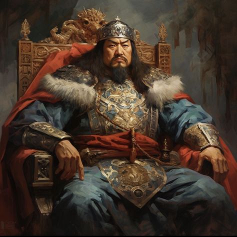 Genghis Khan Art, Chingis Khan, Leader Tattoo, Mongolian Painting, Gengis Kan, Ghengis Khan, Mongol Art, Mongolian Empire, Mongol Empire