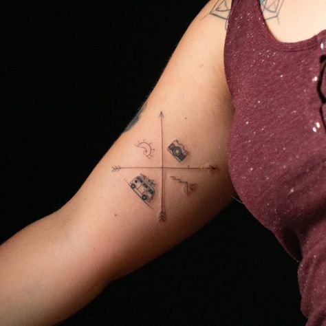 Crossroad Tattoo, Cross Arrow Tattoo, Crossroads Tattoo Ideas, Cross Compass Tattoo Faith, Cross With Mountains Tattoo, Cosmic Tattoo, Reflex Camera, Small Tattoos For Guys, European Culture