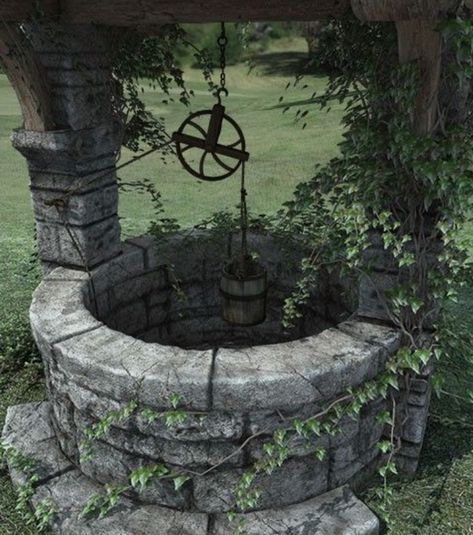 Wishing Well Garden, Hand Pump Well, Old Well, Fantasy Village, Old Village, Well Well, Pipe Dream, Daz 3d, Dreams Do Come True