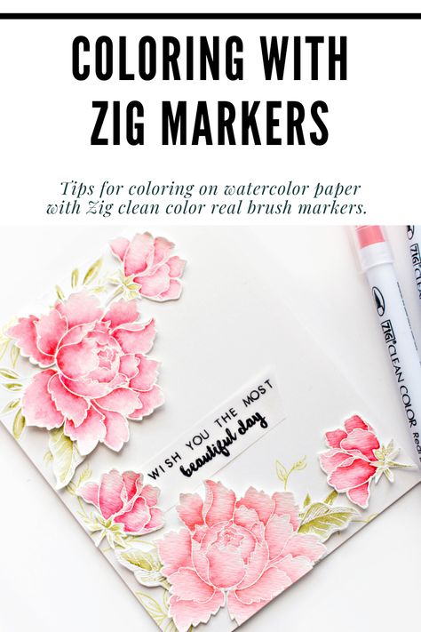 Zig Markers, Colour Brush, Brush Markers, Flower Card, Beautiful Colours, Thanks So Much, Flower Cards, Scrapbook Ideas, Art Journaling