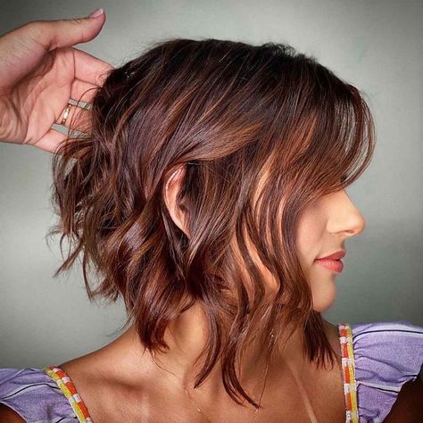 layered-a-line-bob-for-short-hair Choppy Bob Thick Wavy Hair, Angled Bob Haircuts With Layers, Short Choppy Inverted Bob, Thick Hair Inverted Bob, Angled Bob Haircuts Wavy Hair, Angled Bob Hairstyles Curly, Inverted Bob For Curly Hair, Wavy Angled Bob Medium, Choppy Bob Hairstyles Curly Hair