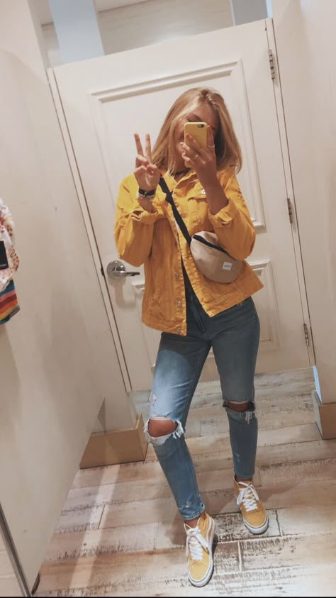 #yellow #girl #beach #tropical #vans #outfit Mustard Vans Outfit, Yellow Chucks Outfit, Colorful Vans Outfit, Vans Shirt Outfit, Levi's 501 Outfit, Yellow Vans Outfit, Mustard Yellow Vans, Vans Outfit Ideas, Outfits Con Vans