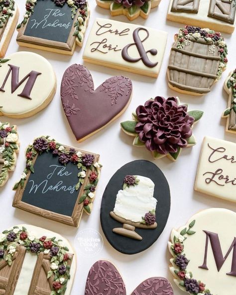 Rustic Wedding Cookies, Fall Decorated Cookies, Wedding Shower Cookies, Wedding Vineyard, Bridal Cookies, Royal Icing Sugar, Crazy Cookies, Bridal Shower Cookies, Wedding Sweets