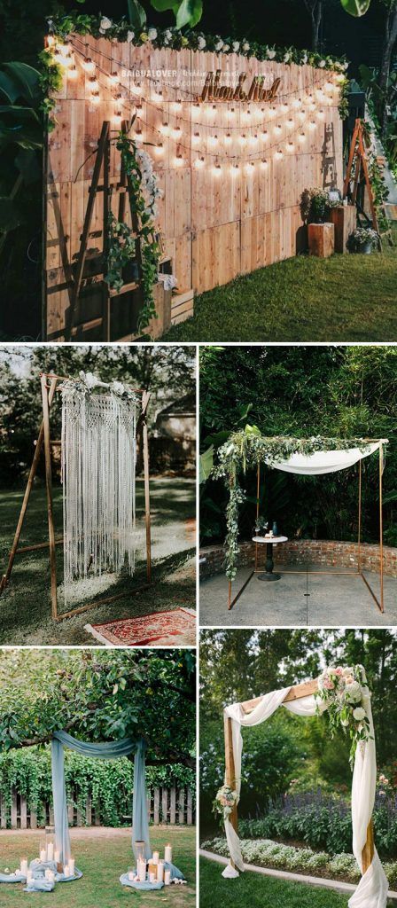 simple DIY backyard outdoor wedding arches Backyard Country, Backyard Wedding Decorations, Diy Backyard Wedding, Small Backyard Wedding, Wedding Backyard Reception, Backyard Reception, Wedding Send Off, Yard Wedding, Dekor Diy