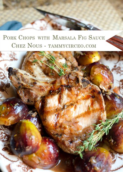 Grilled Pork Chops marry so well with marsala and figs ... a perfect Autumn meal! Pork Chop Sauce, Fig Sauce, Roast Pork Chops, Pork Sauce, Good Foundation, Glazed Pork Chops, Pork Chop Dinner, Fig Recipes, Pork Glaze