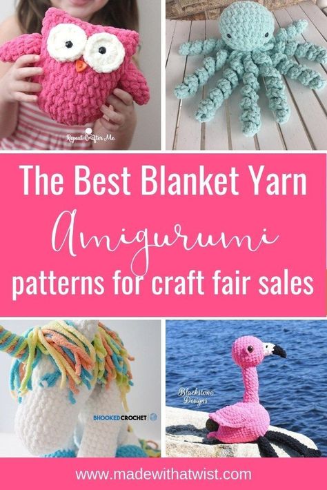 The best blanket yarn amigurumi crochet patterns for craft fair sales. So many cute ideas to make and sell! Blanket Yarn Amigurumi, Crochet Blanket Yarn, Chunky Yarn Crochet, Yarn Animals, Crochet Bird, Crochet Bloggers, Bernat Yarn, Toys Ideas, Bird Party