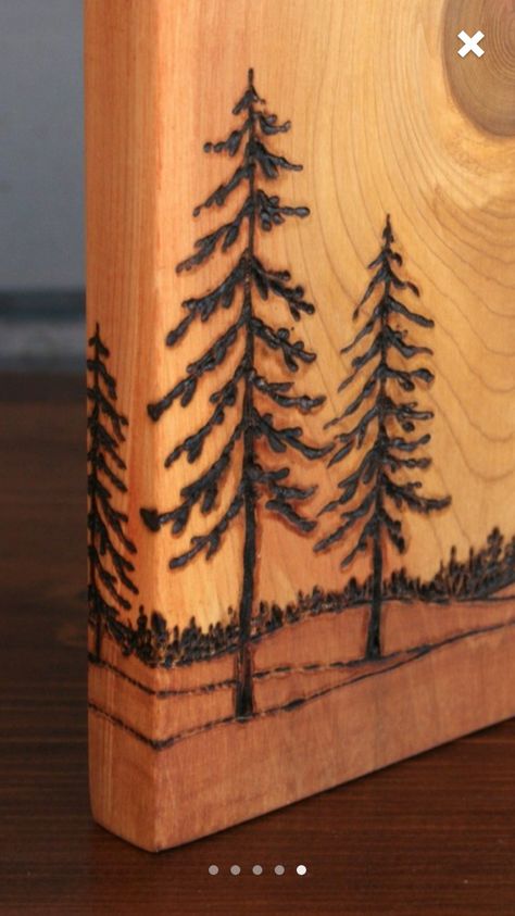 . Wood Burn Tree Design, Wood Burning Trees And Mountains, Wood Burning Pine Trees, Wood Burning Tree Patterns, Wood Burning Designs For Beginners, Wood Burning Trees, Wood Burning Easy, Tree Wood Burning, Wood Burning Ideas Patterns