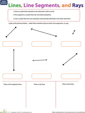 Worksheets: Lines, Line Segments, and Rays    I LOVE this website!!!  All you have to do is give an email address and all worksheets are free! Line Line Segment Ray Activities, Line Segment, February Math, Geometry Worksheets, Basic Geometry, Math Madness, Market Segmentation, Third Grade Math, Math Geometry