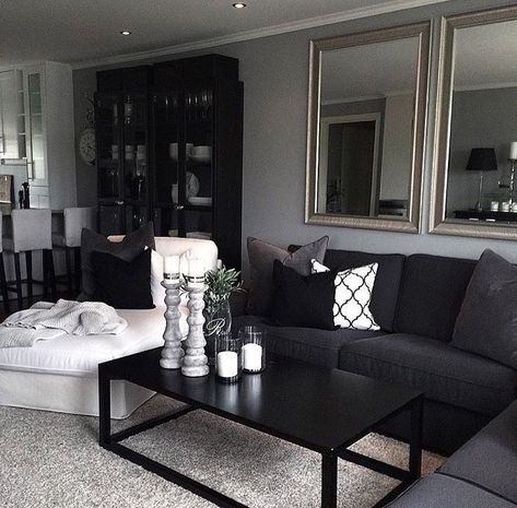 Black And White Living Room, First Apartment Decorating, Black Living Room, White Living, Living Room Decor Cozy, White Living Room, Living Room Decor Apartment, Living Room Inspo, Living Room Grey