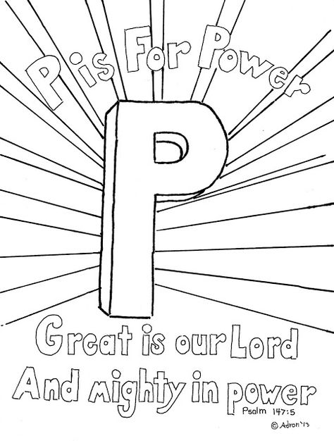 P is for power coloring page for the bible verse. Good for Sunday school or Bible Club. more at my blog: http://coloringpagesbymradron.blogspot.com/ P Is For Power Awana, Awana Coloring Pages, Awana Coloring Pages Free Printable, Awana Sparks Coloring Pages, Awana Sparks, Awana Crafts, Awana Cubbies, Sunday School Projects, Bible Verse Coloring Page