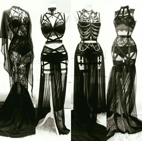 Goth Burlesque Costume, Cabaret Goth Fashion, Goth Lingerie Dress, Bordello Dress, Goth Queen Aesthetic, Neo Gothic Fashion, Modern Witch Costume, Glam Goth Fashion, Fantasy Inspired Outfits