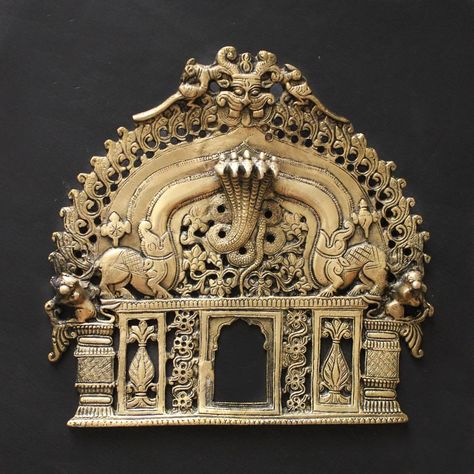 prabhavali - theindianweave Anu God, Prabhavali Frame, Vintage Door Decor, Historical Sculptures, Indian Mythology, Dancing Figures, Bronze Plaque, Silver Pooja Items, Brass Door Knocker