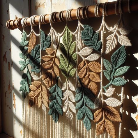 Macrame Bathroom Decor, Macrame Decor Ideas, Macrame Wedding Decor, Colored Macrame, Macrame Leaves, Simpul Makrame, Pola Macrame, Macrame Wall Hanging Diy, Macrame Wall Decor