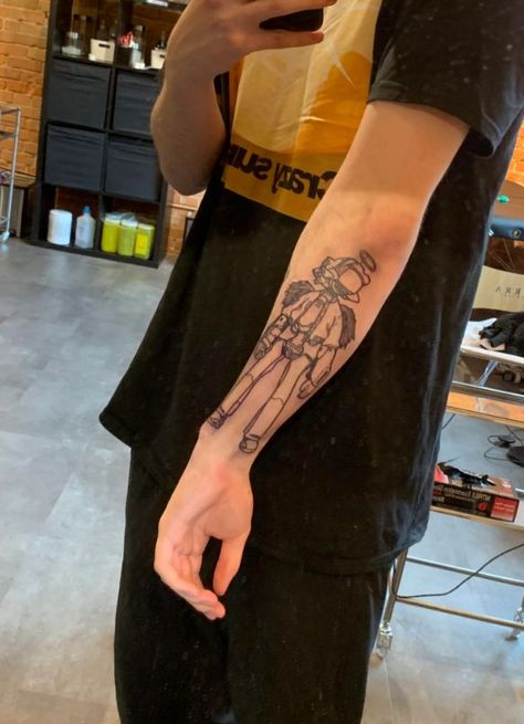 Flcl Tattoo, Trigun Tattoo, Matching Trio Tattoos, Boyfriend Tattoos, Wrap Around Tattoo, Tattoo For Boyfriend, Zodiac Tattoos, Awesome Tattoos, Badass Tattoos