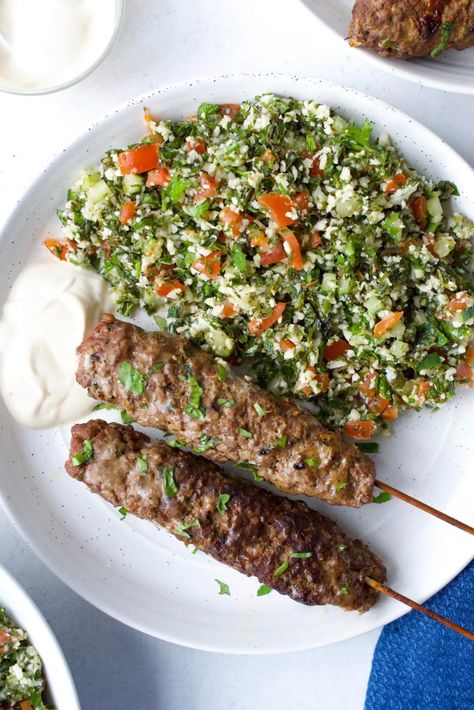 Whole30 Grilled Kofta | Every Last Bite Grilled Kofta, Middle Eastern Lamb, Australian Foods, Beef Kofta, Lemon Tahini Sauce, Kofta Recipe, Easy Whole 30 Recipes, Specific Carbohydrate Diet, Grilled Beef