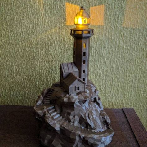 3D Printable Lighthouse on a rock, low-poly functional edition. by Jukka Seppänen 3d Printing Industry, 3d Printing Diy, 360 Design, Fusion 360, Additive Manufacturing, 3d Printing Projects, Design Maker, Famous Buildings, Make Do