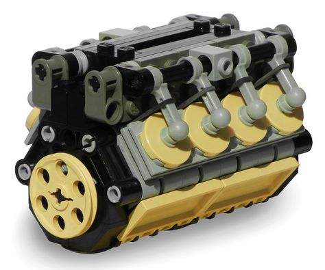 Lego Engine, Lego Mechanics, Lego Techniques, Lego 4, Lego Train, Lego Vehicles, Car Engines, Diy Lego, Lego Truck