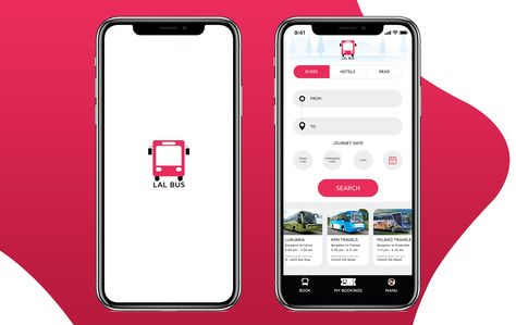 App Icon Design Pink, Icon Design Pink, Bus App, Pink Bus, Mobile Ux, Booking App, Sketch App, App Design Inspiration, Iphone App Design