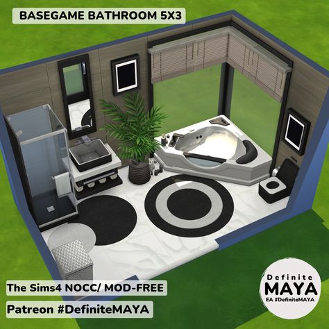 Sims 4 Bathroom Ideas Base Game, Sims 4 Base Game Bathroom, For Rent Sims 4, Sims Rooms, Living Room Sims 4, Sims 4 Houses Layout, Lotes The Sims 4, Sims 4 Stories, Sims Freeplay Houses