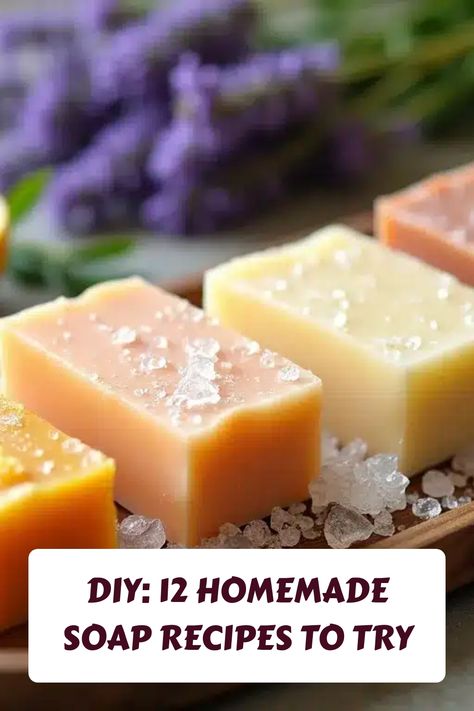 Assorted homemade soap bars with decorative sea salt on top, accompanied by lavender sprigs. Beeswax Soap Recipe, Easy Homemade Soap, Beeswax Soap, Pumpkin Spice Soap, Fall Crockpot Recipes, Easy Zucchini Recipes, Citrus Soap, Peppermint Soap, Handmade Soap Recipes