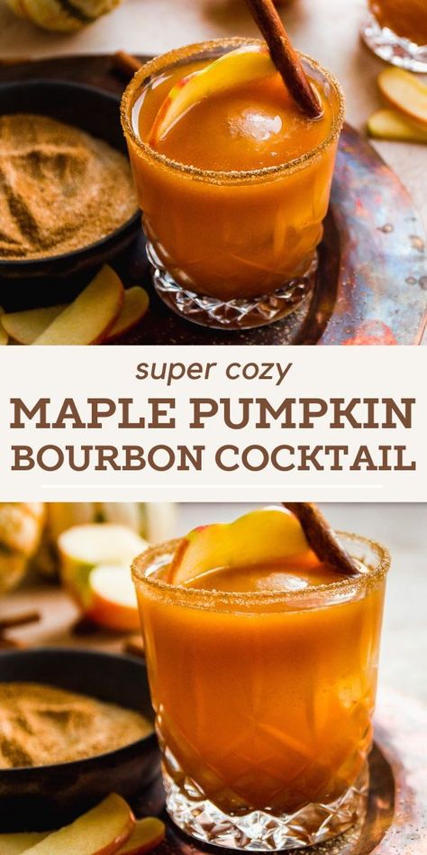 Fall Drink Recipes, Bourbon Cocktail Recipe, Pumpkin Drinks, Bourbon Cocktail, Fall Cocktails Recipes, Fall Cocktail, Maple Pumpkin, Bourbon Drinks, Pumpkin Spice Syrup