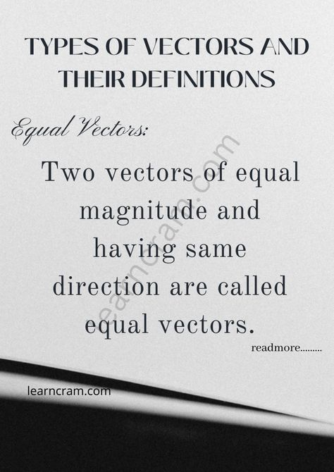 Types of Vectors and Their Definitions Physics Concepts, Basic Physics, Physics Notes, Fun Learning, Physics