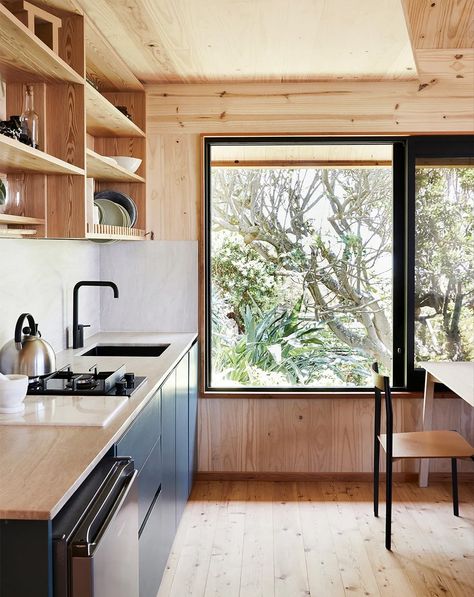 Tiny wooden cabin in Cape Town was assembled on-site in three weeks Small Wood Cabin, South African Homes, Wooden Cabin, Building A Tiny House, Wooden Cabins, Timber Construction, Tiny Cabin, Cypress Trees, Minimal Home