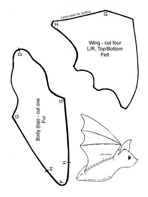 Bat - Lolita Tutorials — LiveJournal Diy Bat Plush, Bat Pattern Sewing, Bat Sewing Pattern Free, Bat Sewing Pattern, Memory Bears Pattern Free, Memory Bears Pattern, Bear Patterns Free, Coin Couture, Sewing Templates